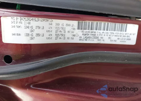 2001 Jeep Grand Cherokee Laredo из США, поврежденный, VIN 1J4GW48S41C593205